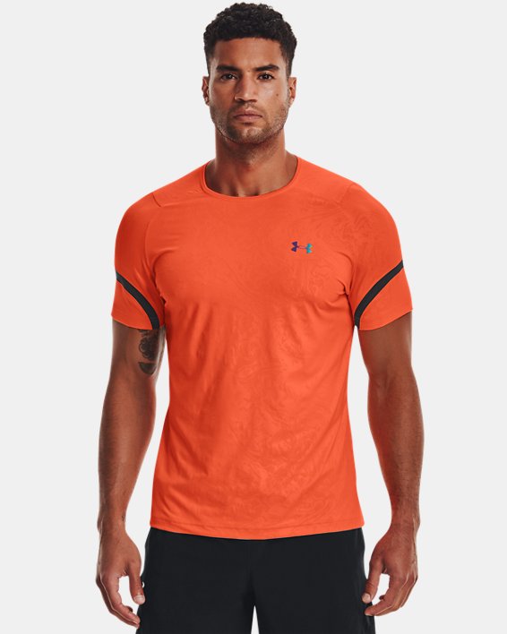 Men's UA RUSH™ 2.0 Emboss Short Sleeve, Orange, pdpMainDesktop image number 1